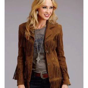 Vintage Joo Kay Leather fringe chick jacket